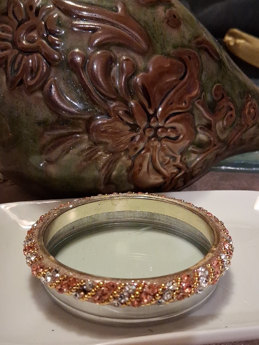 Rose Gold and Silver Crystal Bangle Bracelet